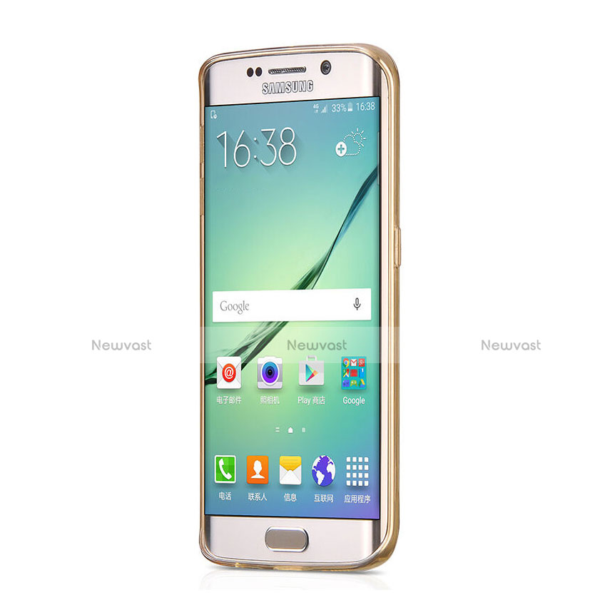 Ultra Slim Transparent TPU Soft Case for Samsung Galaxy S6 Edge SM-G925 Gold