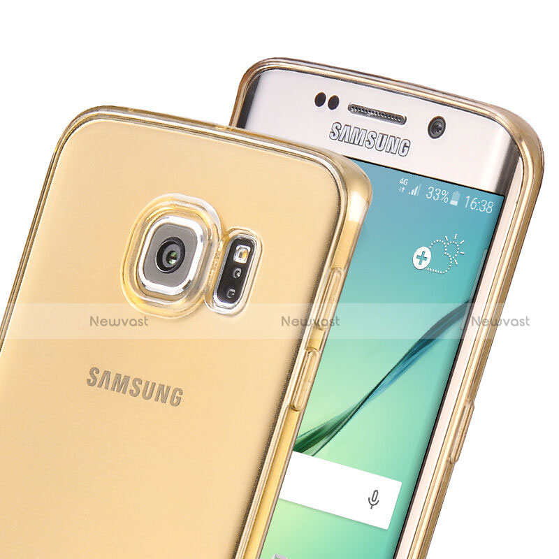 Ultra Slim Transparent TPU Soft Case for Samsung Galaxy S6 Edge SM-G925 Gold