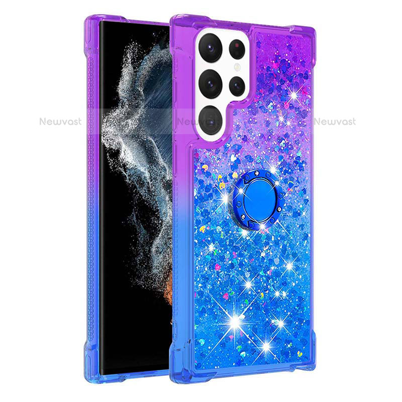 Ultra-thin Silicone Gel Gradient Soft Case Cover Y04B for Samsung Galaxy S22 Ultra 5G Blue