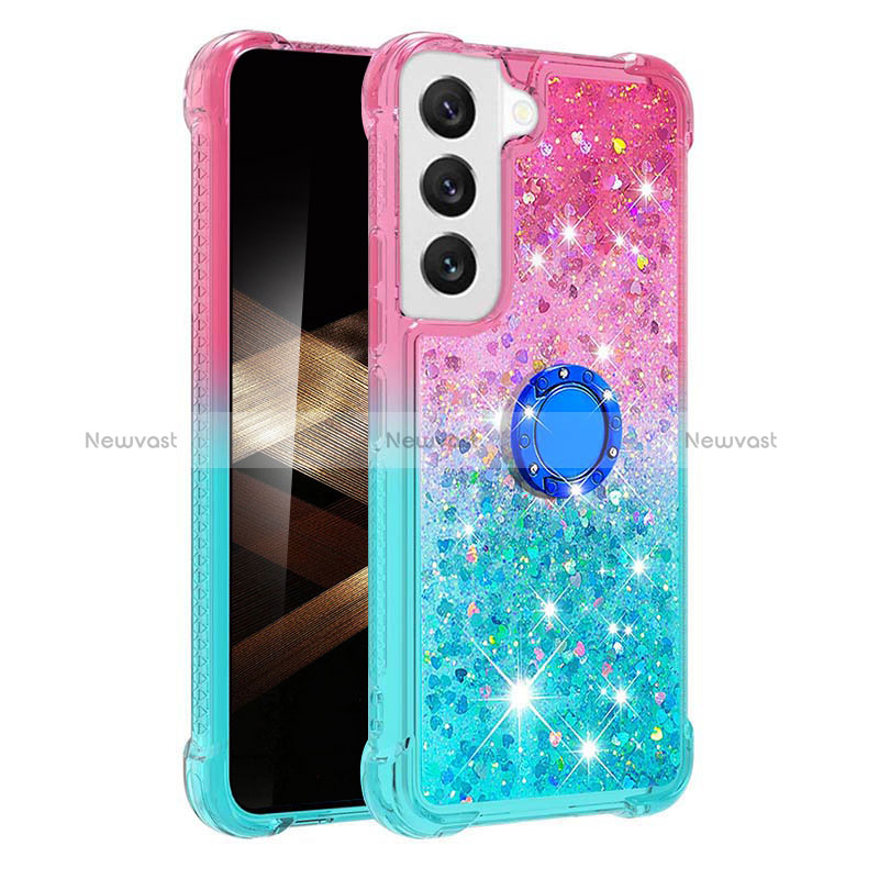 Ultra-thin Silicone Gel Gradient Soft Case Cover Y04B for Samsung Galaxy S24 5G Cyan