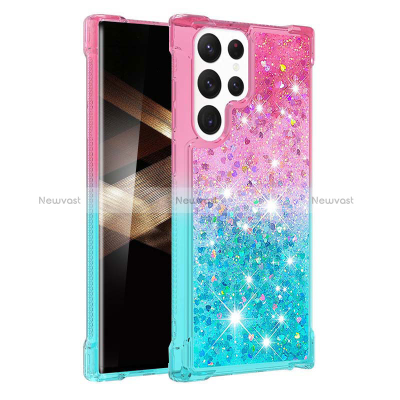 Ultra-thin Silicone Gel Gradient Soft Case Cover Y05B for Samsung Galaxy S24 Ultra 5G Cyan