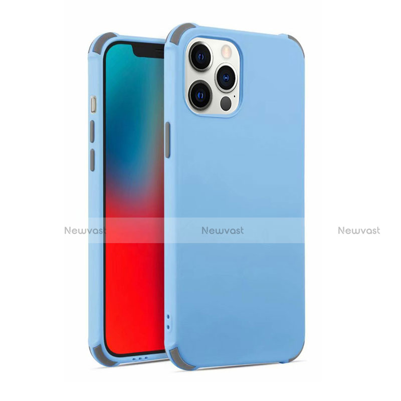 Ultra-thin Silicone Gel Soft Case 360 Degrees Cover C03 for Apple iPhone 12 Pro Max Sky Blue