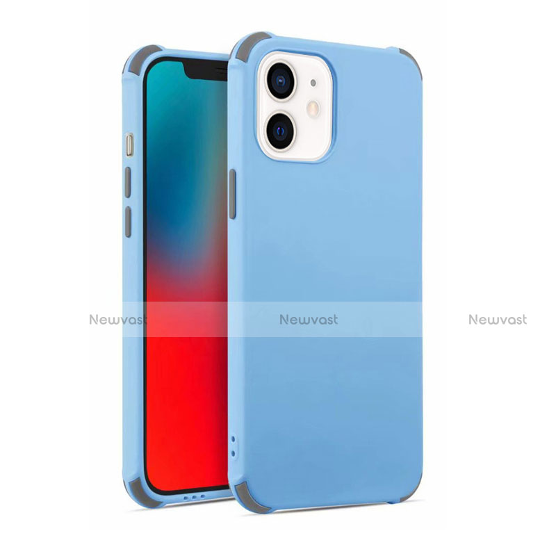 Ultra-thin Silicone Gel Soft Case 360 Degrees Cover C03 for Apple iPhone 12 Sky Blue