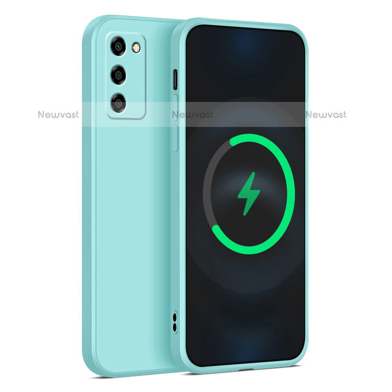 Ultra-thin Silicone Gel Soft Case 360 Degrees Cover for Oppo A55 5G Mint Blue