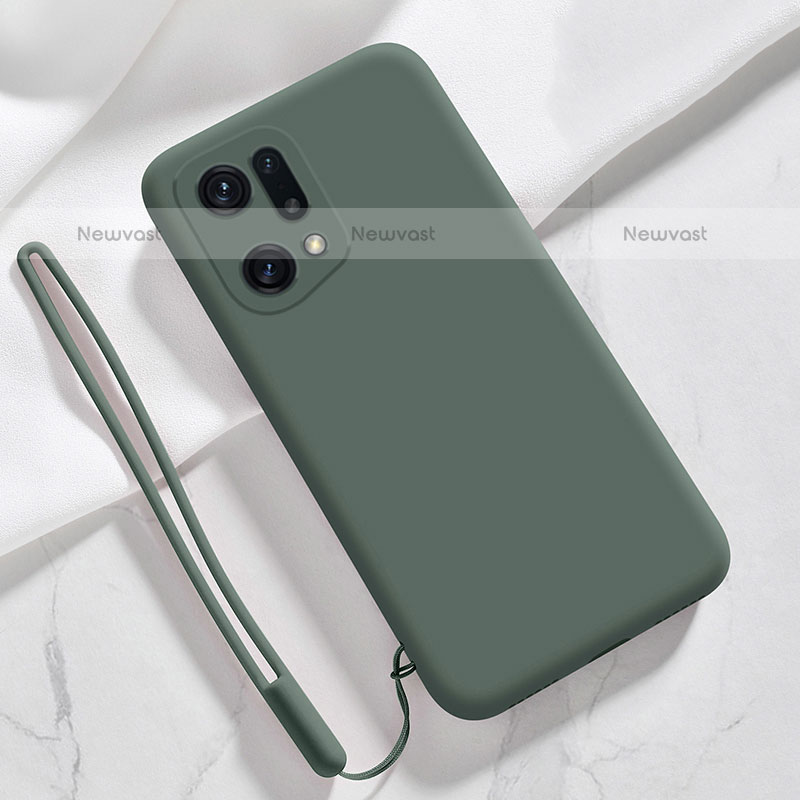 Ultra-thin Silicone Gel Soft Case 360 Degrees Cover for Oppo Find X5 Pro 5G Midnight Green