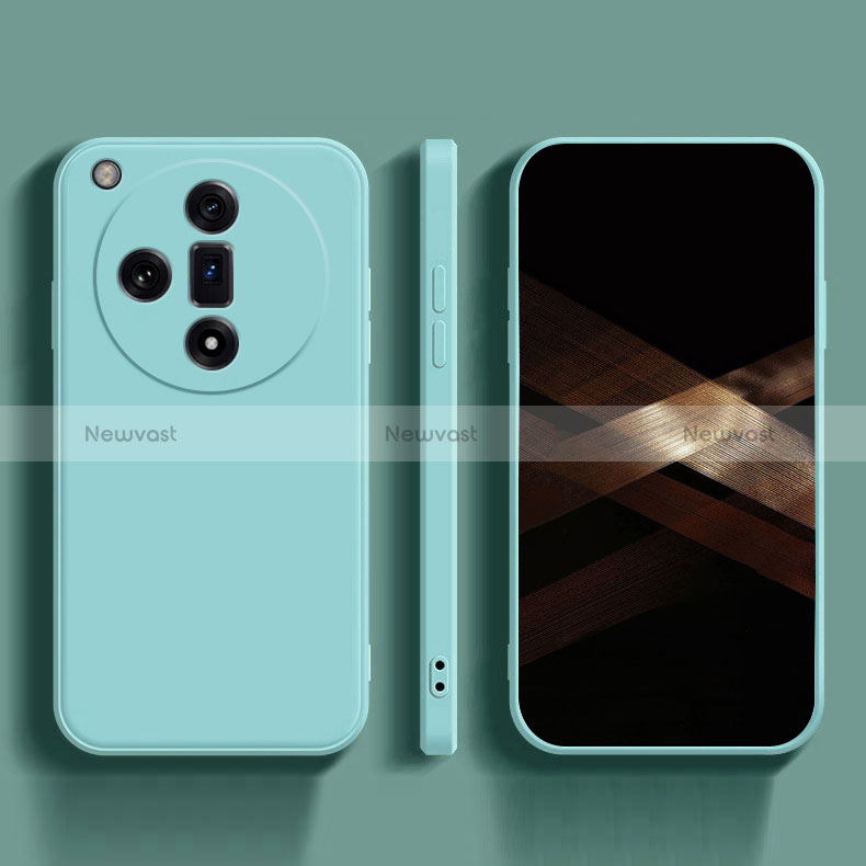 Ultra-thin Silicone Gel Soft Case 360 Degrees Cover for Oppo Find X7 5G Cyan