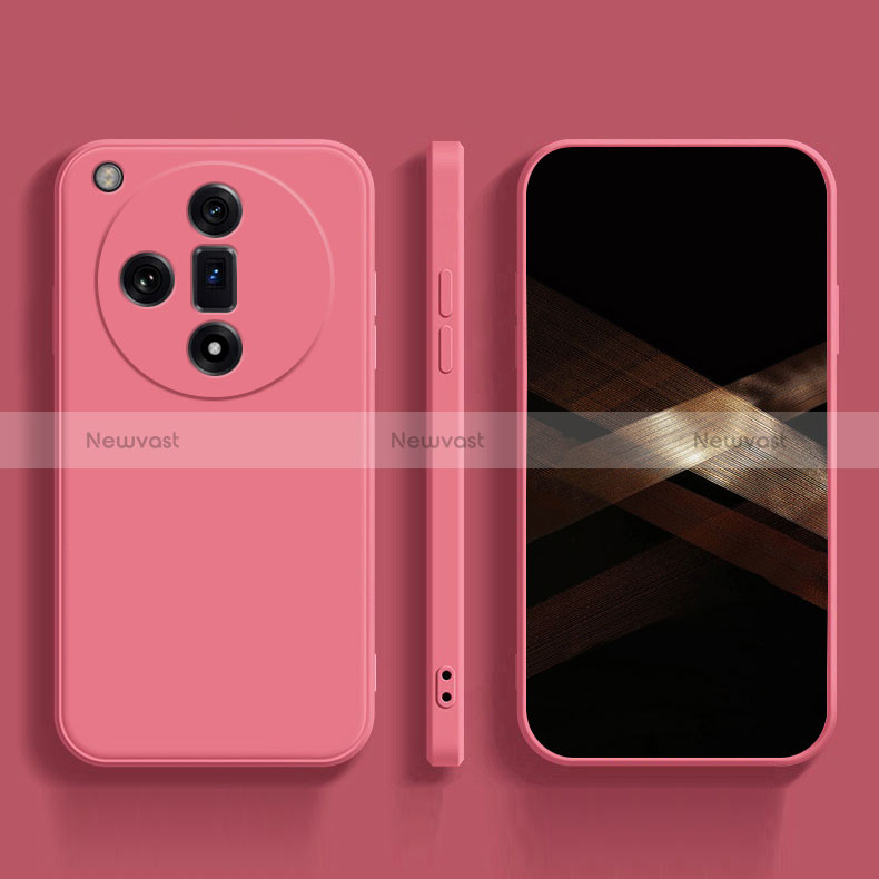 Ultra-thin Silicone Gel Soft Case 360 Degrees Cover for Oppo Find X7 5G Hot Pink