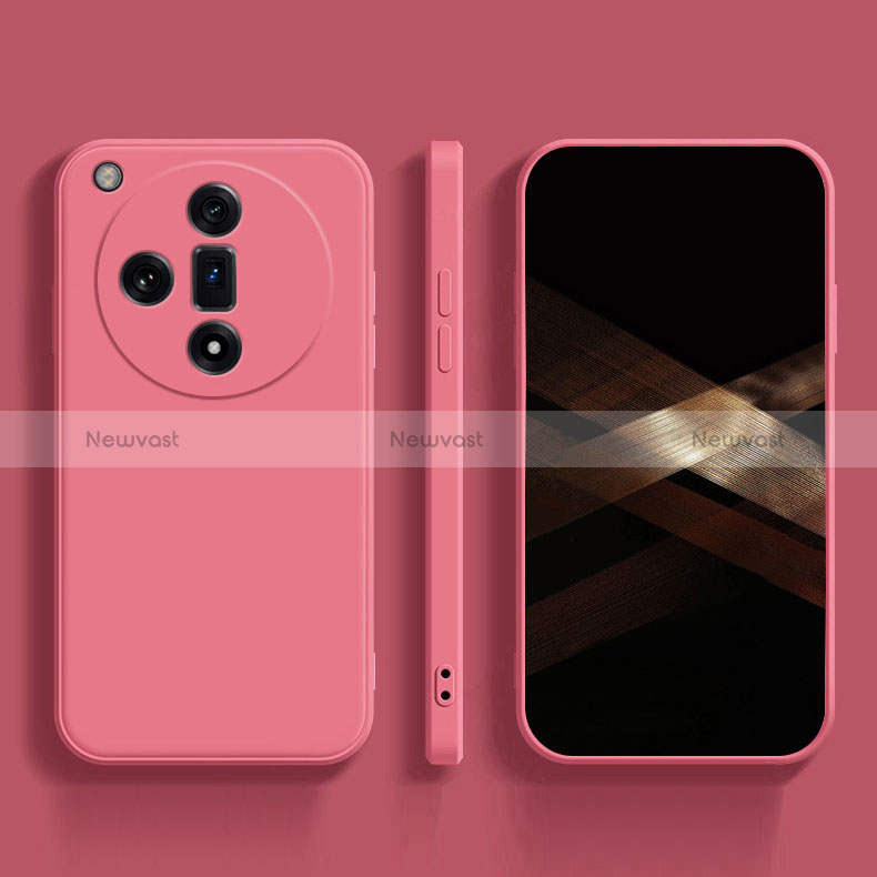 Ultra-thin Silicone Gel Soft Case 360 Degrees Cover for Oppo Find X7 Ultra 5G Hot Pink