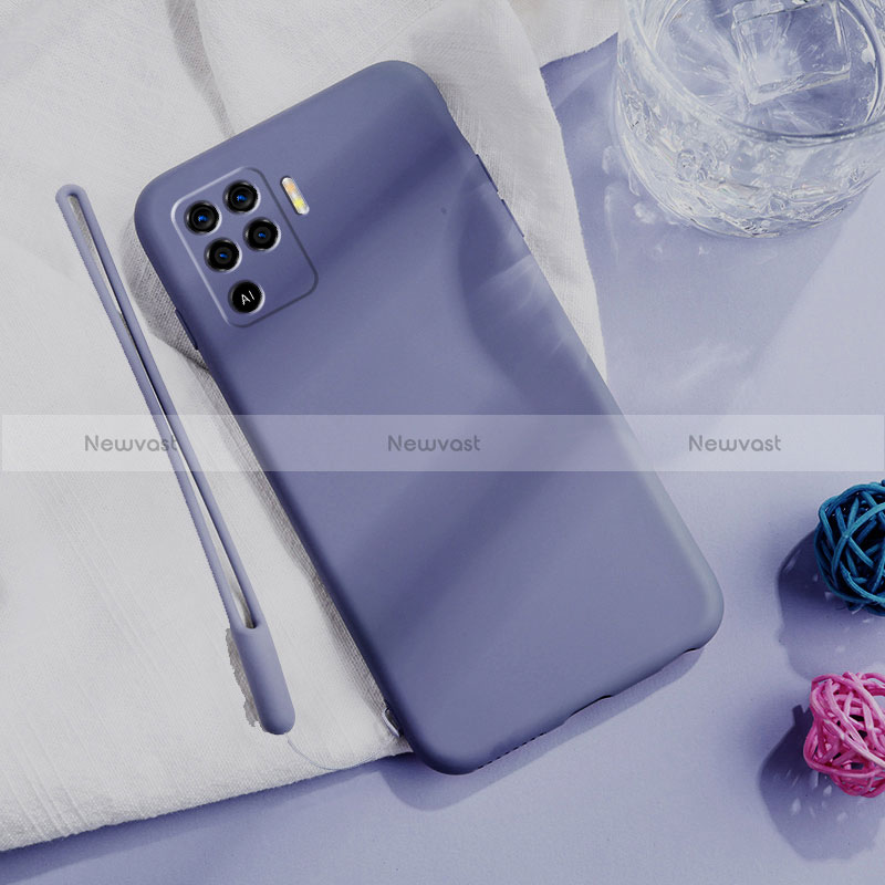 Ultra-thin Silicone Gel Soft Case 360 Degrees Cover for Oppo Reno5 F Lavender Gray