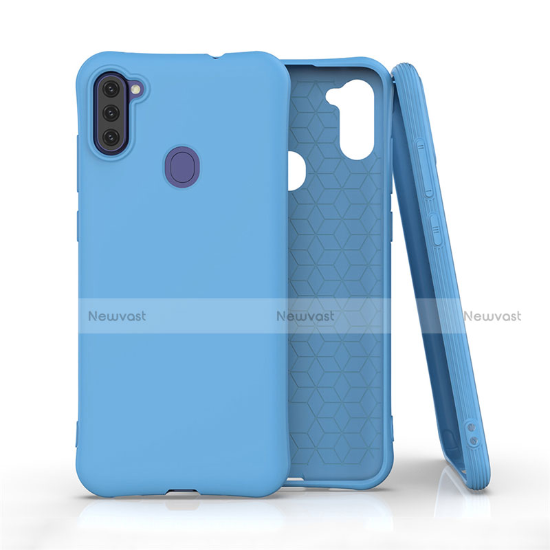 Ultra-thin Silicone Gel Soft Case 360 Degrees Cover for Samsung Galaxy A11 Sky Blue