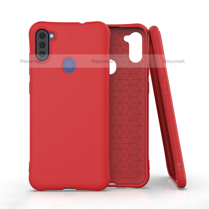 Ultra-thin Silicone Gel Soft Case 360 Degrees Cover for Samsung Galaxy M11 Red