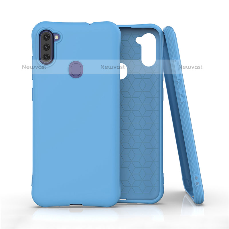 Ultra-thin Silicone Gel Soft Case 360 Degrees Cover for Samsung Galaxy M11 Sky Blue