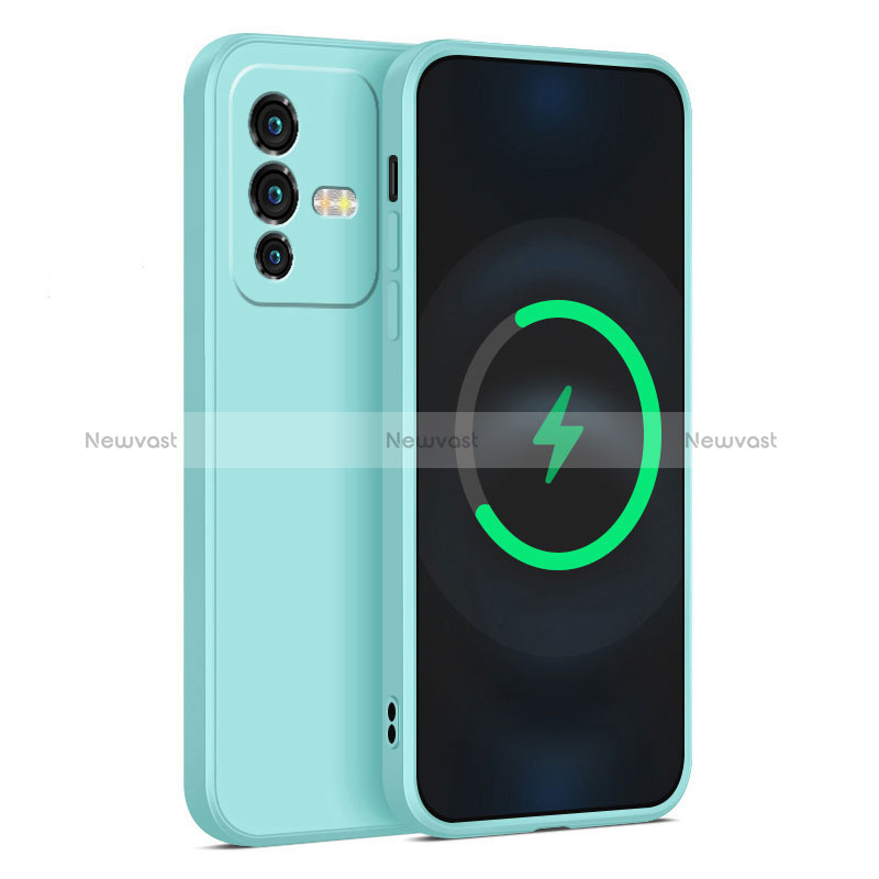 Ultra-thin Silicone Gel Soft Case 360 Degrees Cover for Vivo V23 Pro 5G Cyan