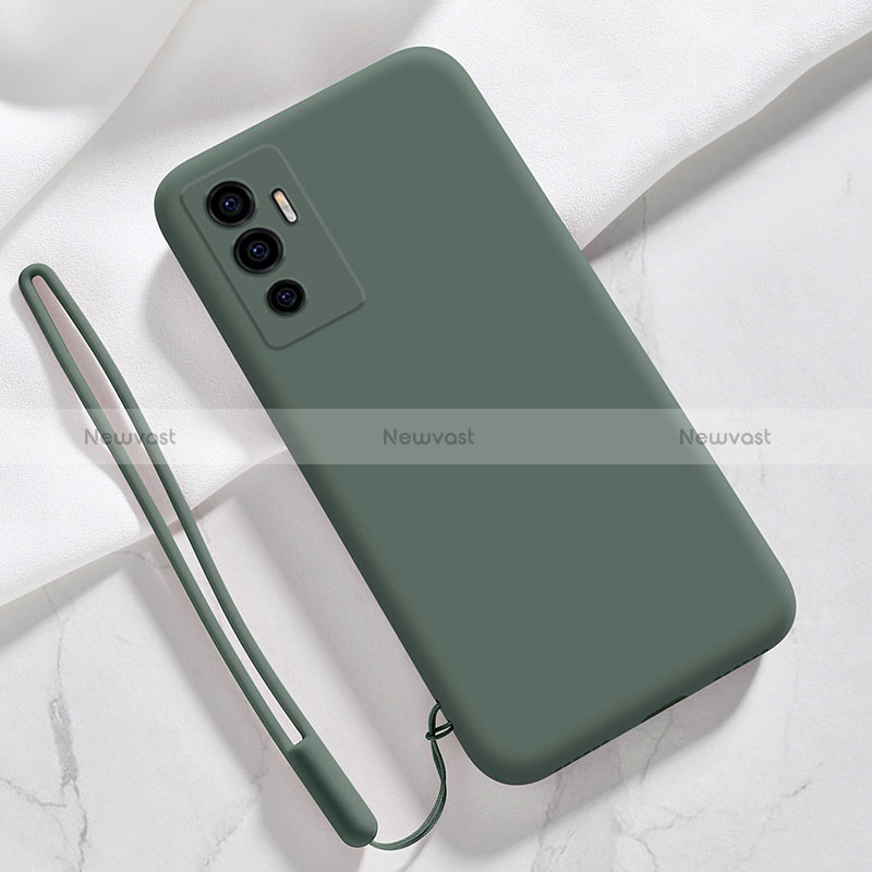 Ultra-thin Silicone Gel Soft Case 360 Degrees Cover for Vivo V23e 5G Midnight Green