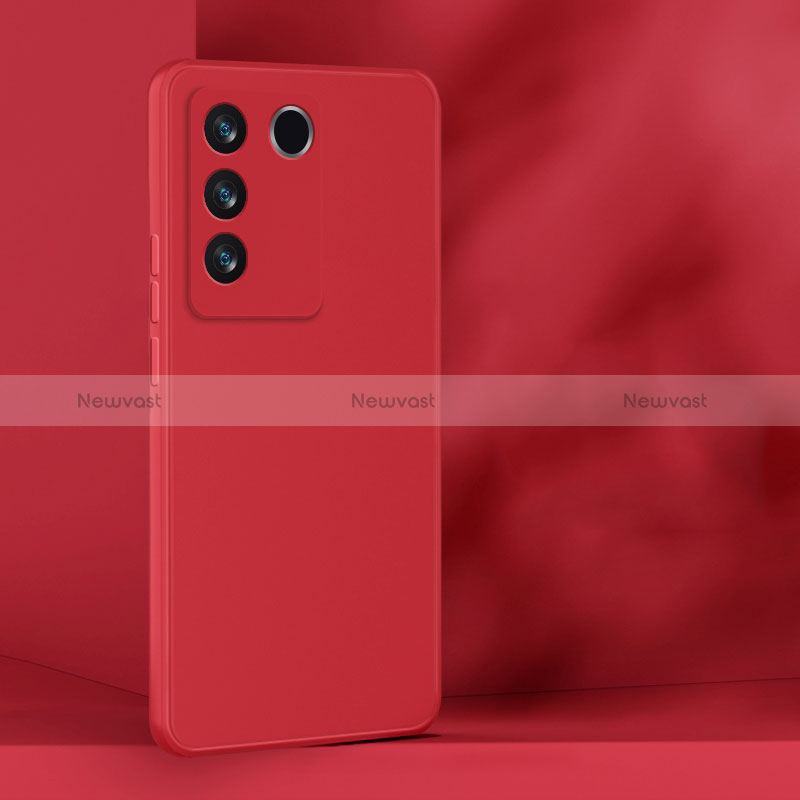 Ultra-thin Silicone Gel Soft Case 360 Degrees Cover for Vivo V27e 5G Red