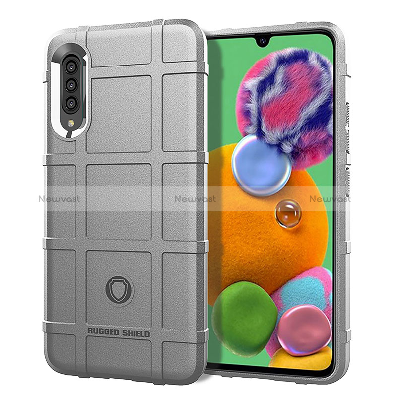 Ultra-thin Silicone Gel Soft Case 360 Degrees Cover J01S for Samsung Galaxy A90 5G Gray