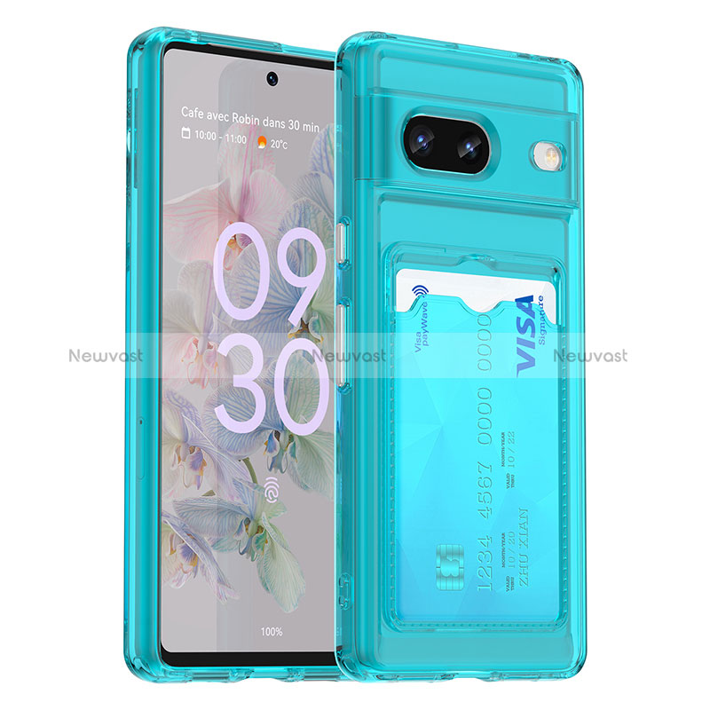 Ultra-thin Silicone Gel Soft Case 360 Degrees Cover J02S for Google Pixel 7 5G Cyan