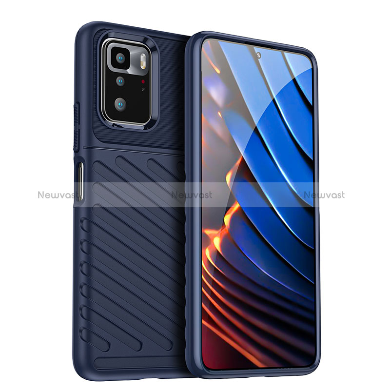 Ultra-thin Silicone Gel Soft Case 360 Degrees Cover J02S for Xiaomi Redmi Note 10 Pro 5G Blue