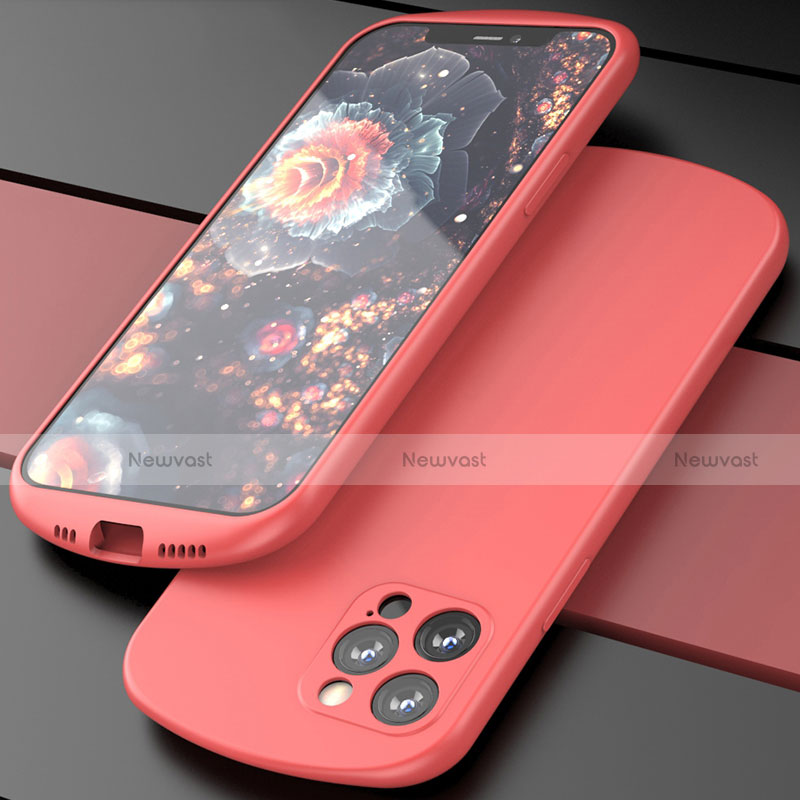 Ultra-thin Silicone Gel Soft Case 360 Degrees Cover N01 for Apple iPhone 12 Pro Max Red