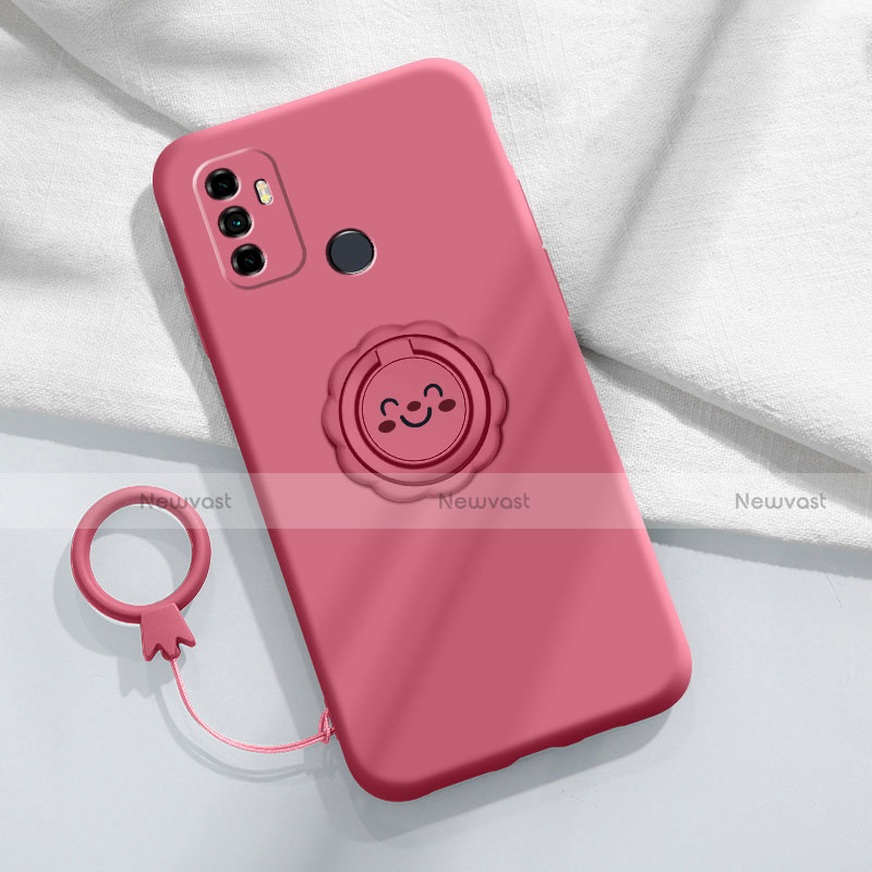 Ultra-thin Silicone Gel Soft Case 360 Degrees Cover S01 for Oppo A53s Red Wine