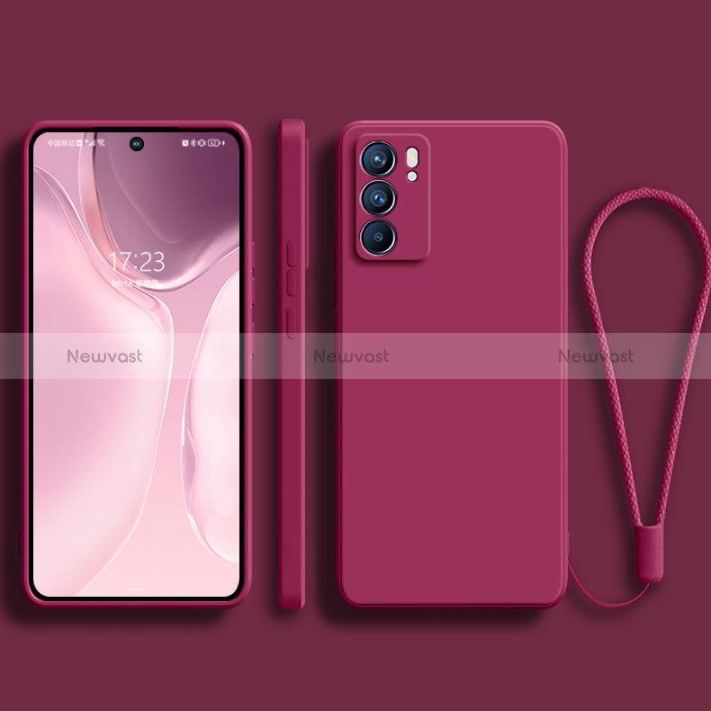 Ultra-thin Silicone Gel Soft Case 360 Degrees Cover S01 for Oppo Reno6 Pro 5G India Hot Pink