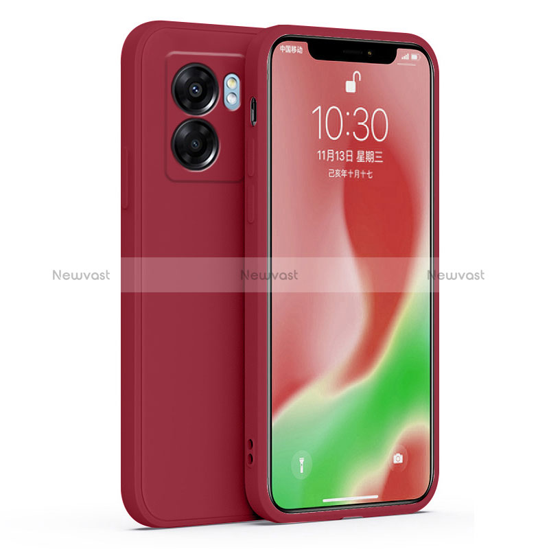 Ultra-thin Silicone Gel Soft Case 360 Degrees Cover S01 for Realme V23i 5G Red Wine