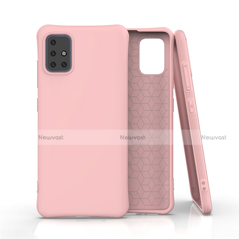 Ultra-thin Silicone Gel Soft Case 360 Degrees Cover S01 for Samsung Galaxy A51 4G Pink