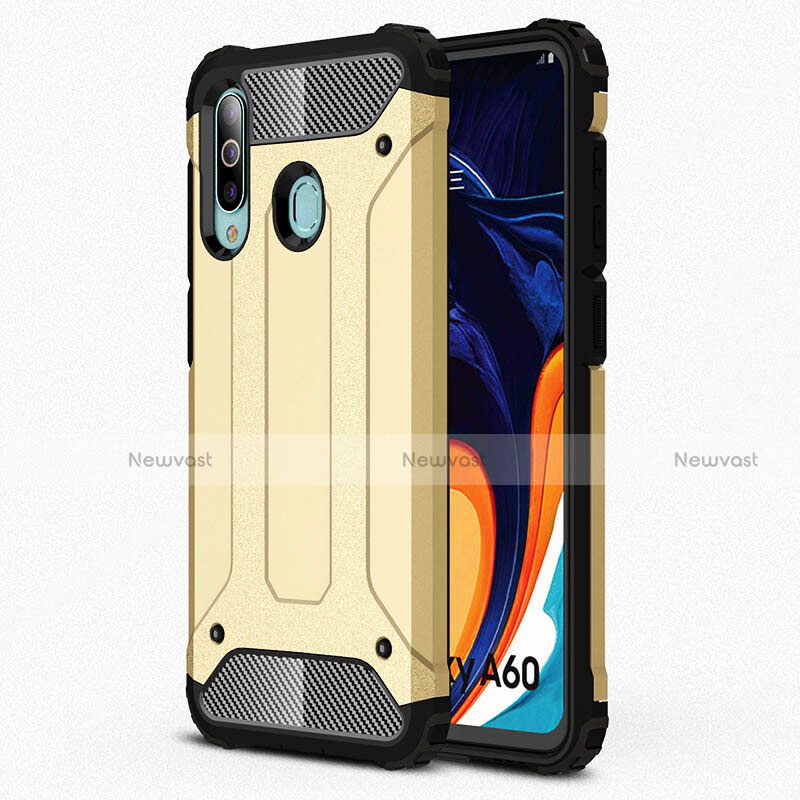 Ultra-thin Silicone Gel Soft Case 360 Degrees Cover S01 for Samsung Galaxy A60 Gold