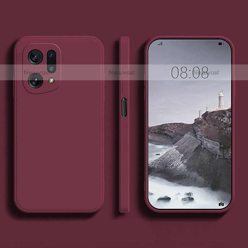 Ultra-thin Silicone Gel Soft Case 360 Degrees Cover S04 for Oppo Find X5 Pro 5G Red