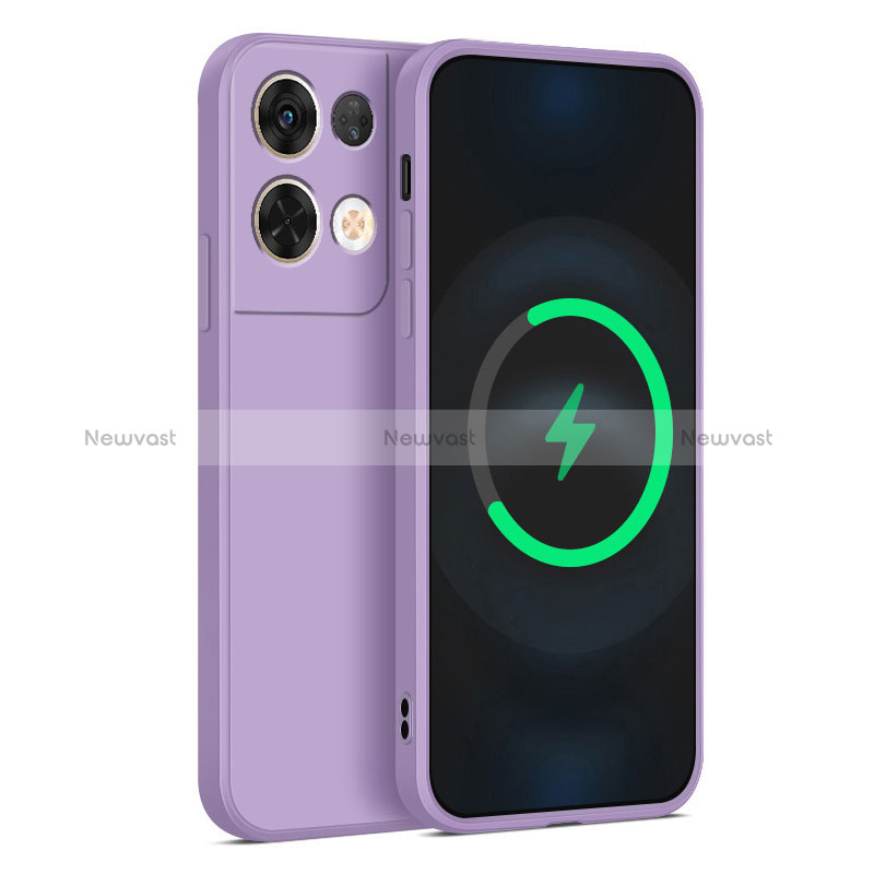 Ultra-thin Silicone Gel Soft Case 360 Degrees Cover S04 for Oppo Reno8 5G Purple