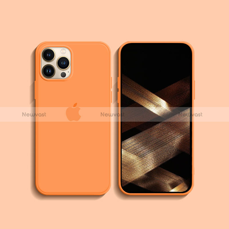 Ultra-thin Silicone Gel Soft Case 360 Degrees Cover S08 for Apple iPhone 14 Pro Orange