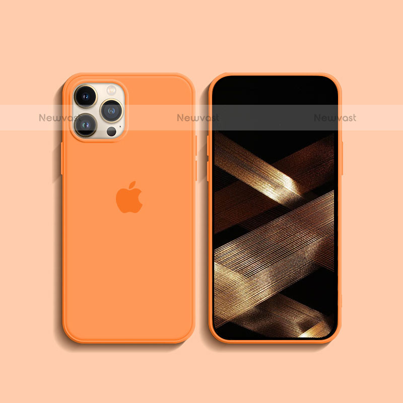 Ultra-thin Silicone Gel Soft Case 360 Degrees Cover S08 for Apple iPhone 15 Pro Orange