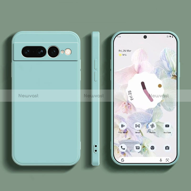 Ultra-thin Silicone Gel Soft Case 360 Degrees Cover YK1 for Google Pixel 7 Pro 5G Mint Blue