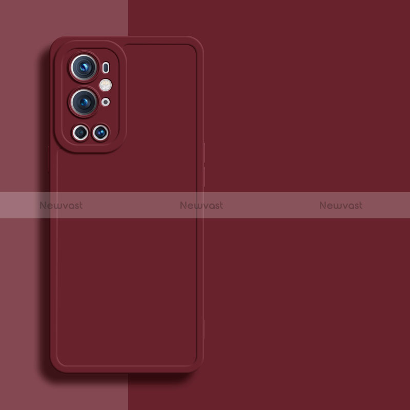 Ultra-thin Silicone Gel Soft Case 360 Degrees Cover YK1 for OnePlus 9 Pro 5G Red Wine