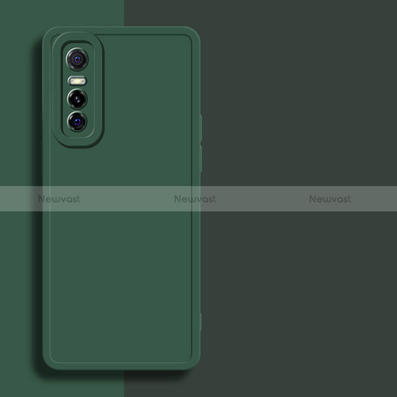 Ultra-thin Silicone Gel Soft Case 360 Degrees Cover YK1 for Vivo Y73s 5G Midnight Green