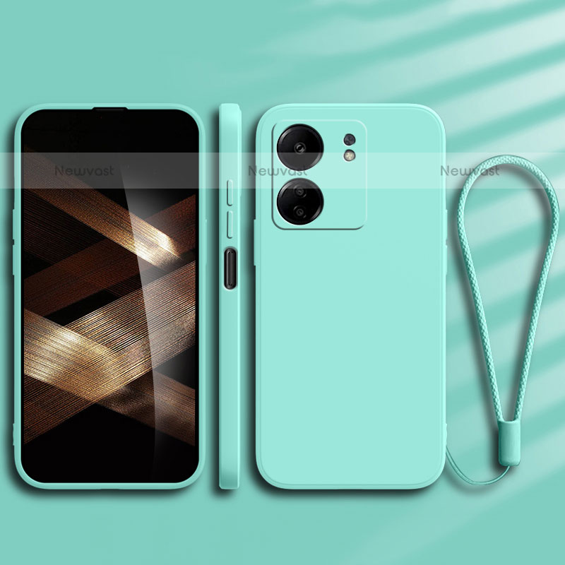 Ultra-thin Silicone Gel Soft Case 360 Degrees Cover YK1 for Xiaomi Redmi 13C Cyan