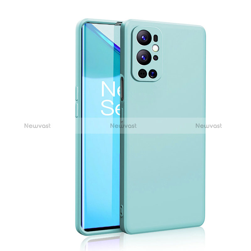 Ultra-thin Silicone Gel Soft Case 360 Degrees Cover YK2 for OnePlus 9 Pro 5G Mint Blue