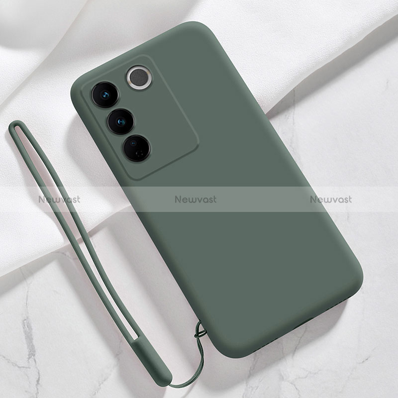 Ultra-thin Silicone Gel Soft Case 360 Degrees Cover YK3 for Vivo V27 Pro 5G Midnight Green