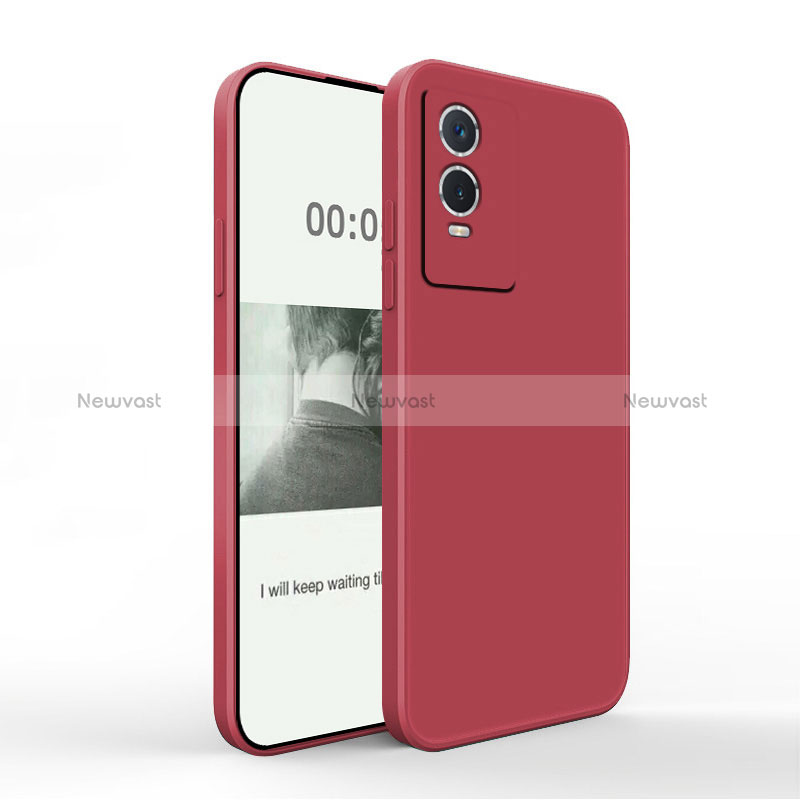 Ultra-thin Silicone Gel Soft Case 360 Degrees Cover YK4 for Vivo Y76s 5G Red