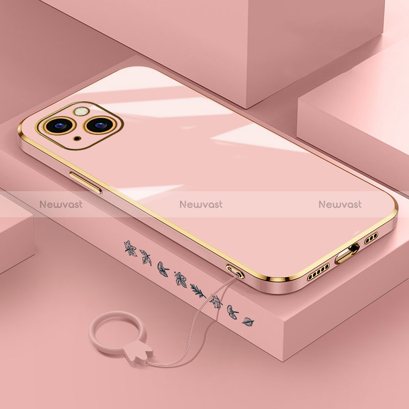 Ultra-thin Silicone Gel Soft Case Cover S03 for Apple iPhone 15 Plus Rose Gold