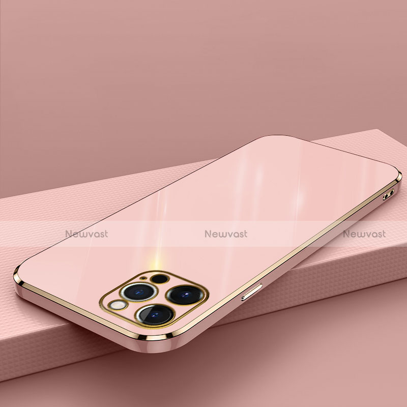 Ultra-thin Silicone Gel Soft Case Cover S04 for Apple iPhone 13 Pro Max Rose Gold