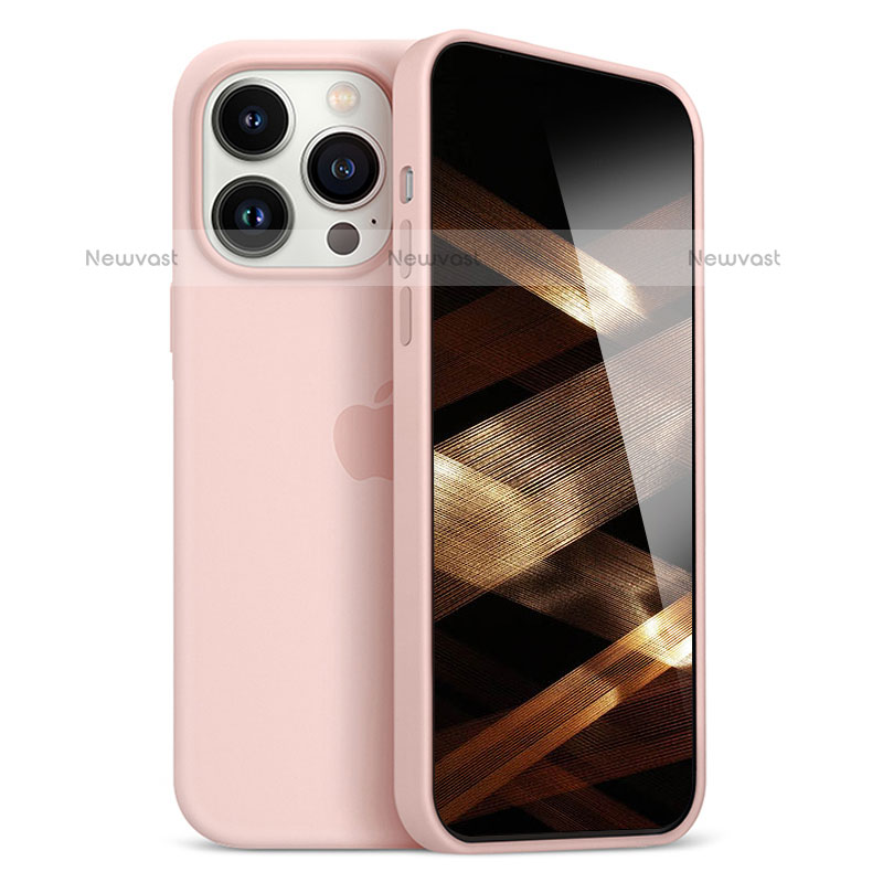Ultra-thin Silicone Gel Soft Case Cover S05 for Apple iPhone 15 Pro Max Rose Gold