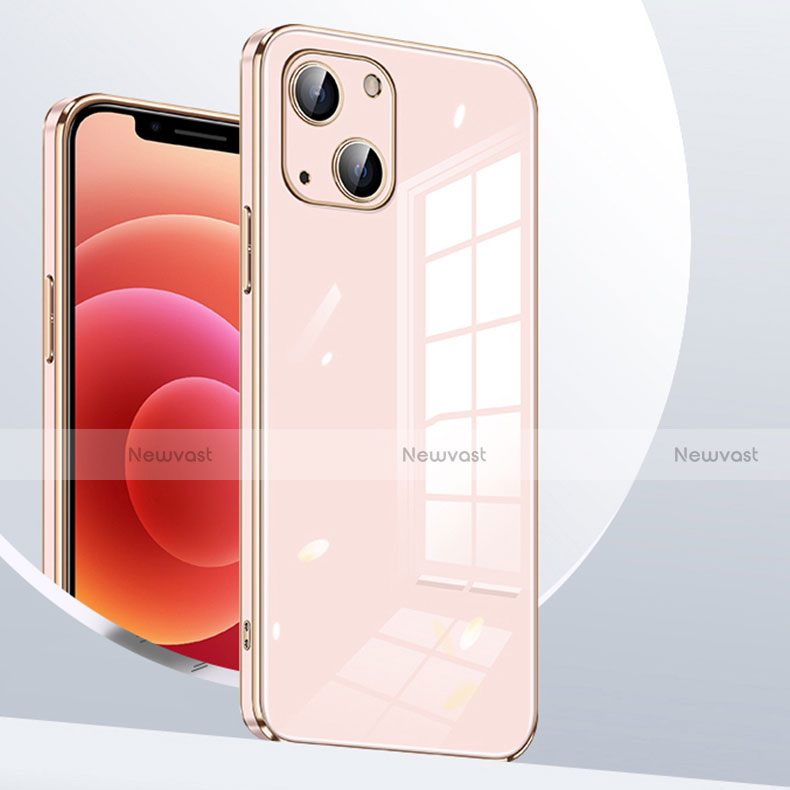 Ultra-thin Silicone Gel Soft Case Cover S06 for Apple iPhone 14 Plus Rose Gold