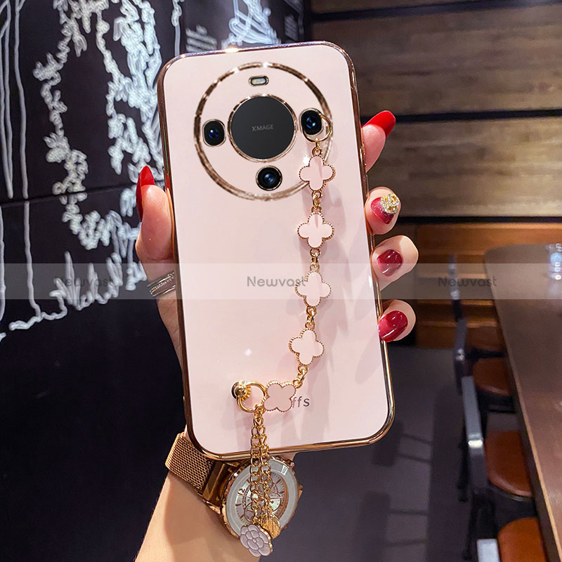 Ultra-thin Silicone Gel Soft Case Cover TS1 for Huawei Mate 60 Rose Gold