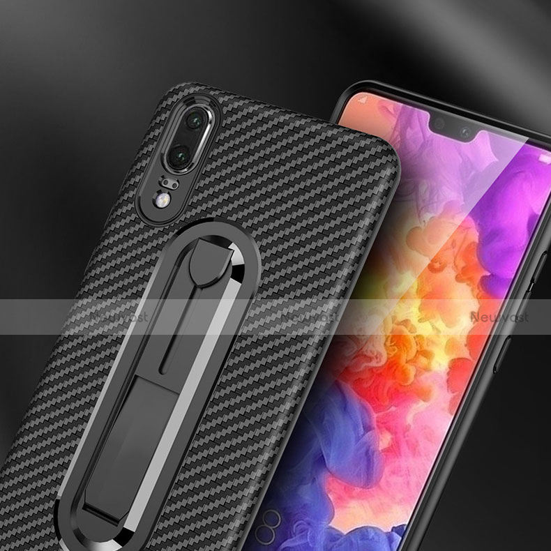 Ultra-thin Silicone Gel Soft Case Cover with Finger Ring Stand A01 for Huawei P20