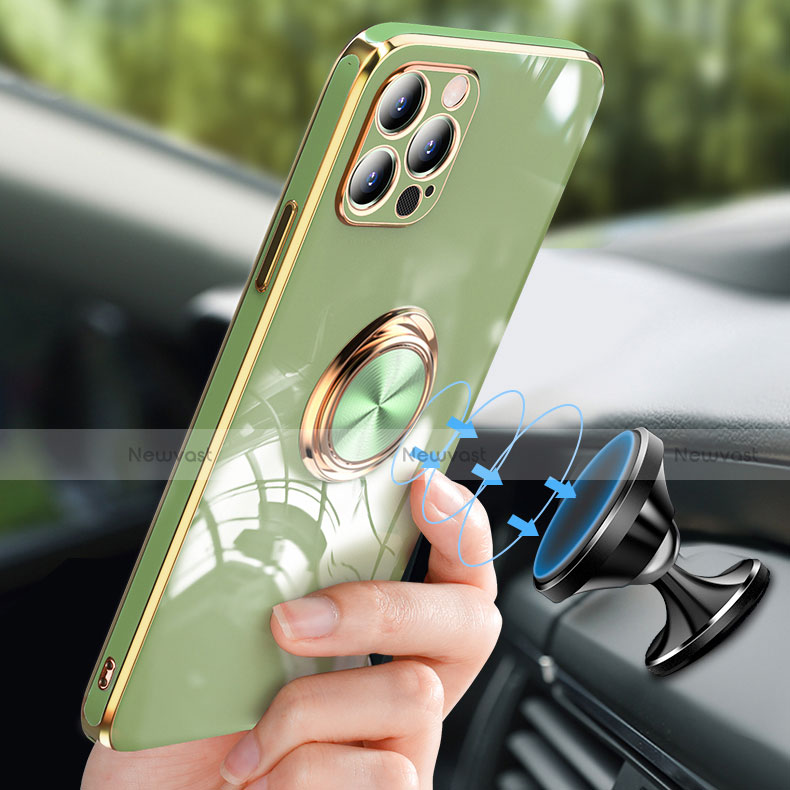 Ultra-thin Silicone Gel Soft Case Cover with Finger Ring Stand for Apple iPhone 15 Pro