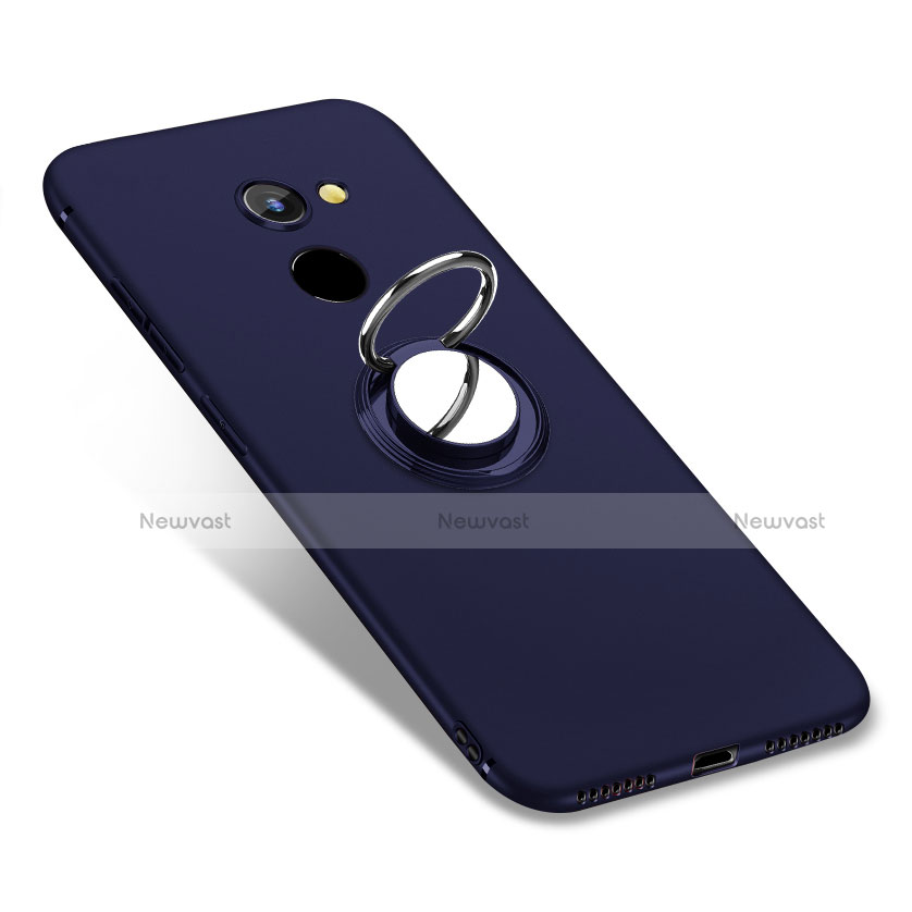 Ultra-thin Silicone Gel Soft Case Cover with Finger Ring Stand for Huawei Enjoy 7 Plus Blue