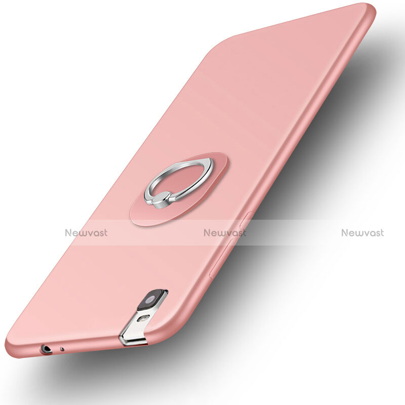 Ultra-thin Silicone Gel Soft Case Cover with Finger Ring Stand for Huawei Honor 7i shot X Rose Gold