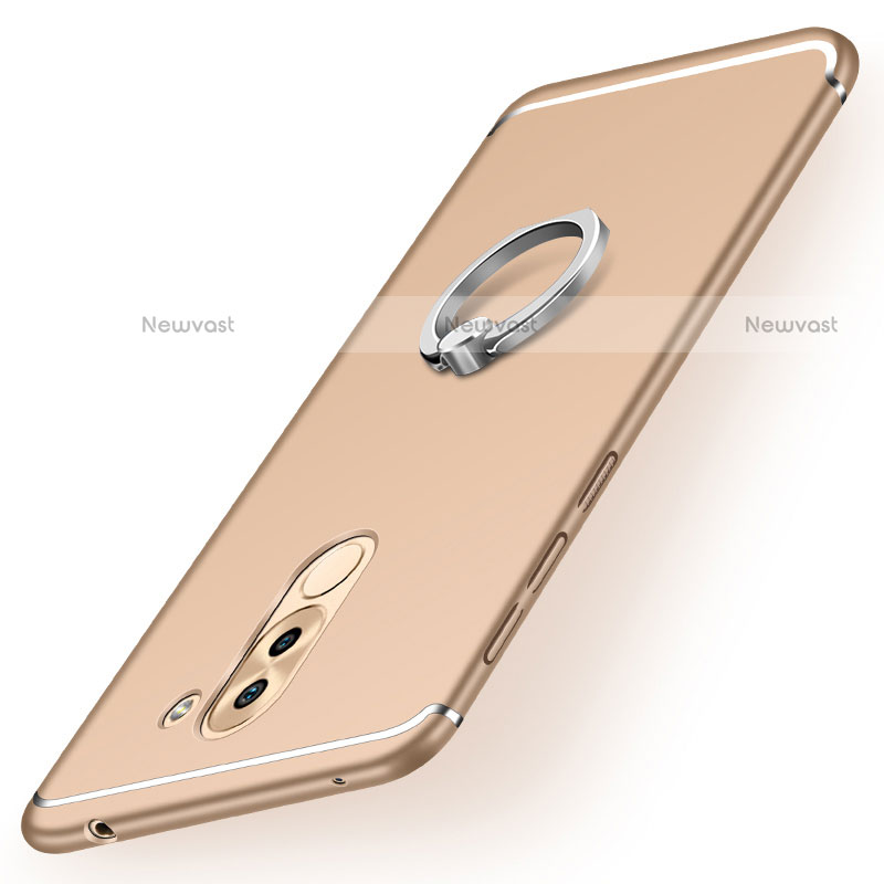 Ultra-thin Silicone Gel Soft Case Cover with Finger Ring Stand for Huawei Mate 9 Lite Gold