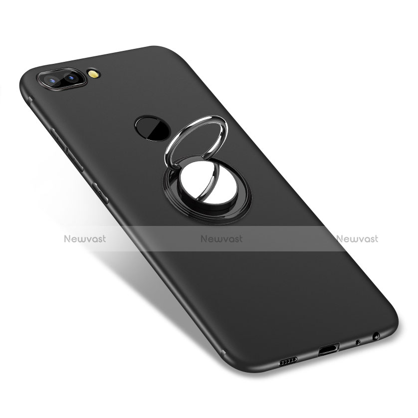 Ultra-thin Silicone Gel Soft Case Cover with Finger Ring Stand for Huawei P Smart Black